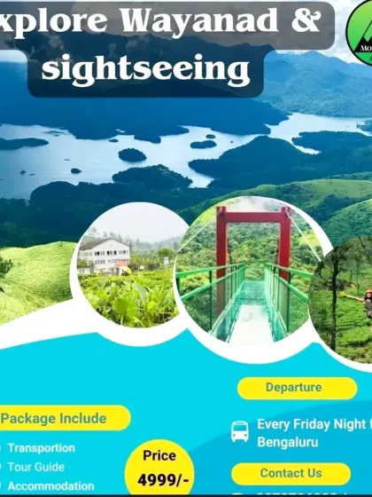 Our Wayanad sightseeing package includes transport, a tour guide, and accommodation. It's a hassle-free way to explore the best of what Wayanad has to offer.