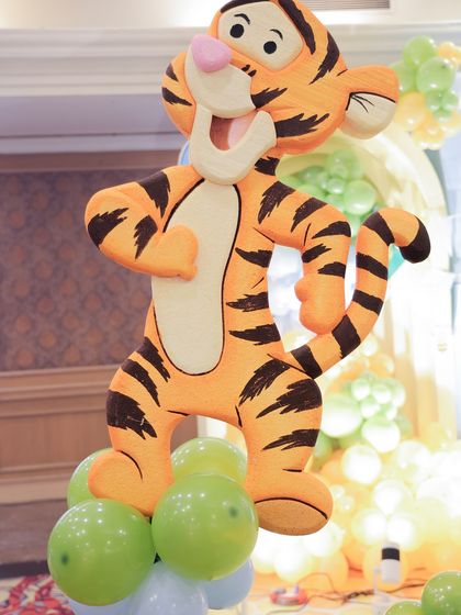 A high-quality, close-up shot of the Tigger prop, showing the detail and craftsmanship of the character cutouts I use.