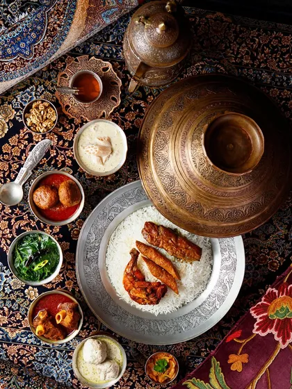 Capturing the essence of a traditional Kashmiri Wazwan feast for The Khyber Resort was an incredible experience. This top-down shot showcases the rich variety of dishes, the intricate metalwork of the serving vessels, and the vibrant colors of the cuisine against a traditional carpet.