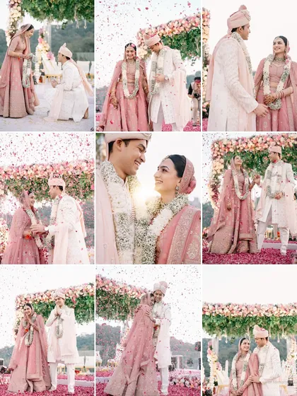 A montage of love from a sundowner wedding. The golden hour light added a magical glow to their entire ceremony, a detail we planned for.