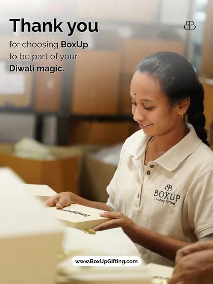 This is the heart of my business. A happy team member carefully packing a gift box. We believe that the joy of gifting starts with us, and we pour that passion into every order, big or small.