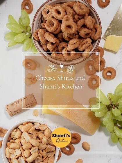 Cheese, Shiraz, and my kitchen's snacks make for a wonderful evening. The savory notes of my mini Kodbale and roasted peanuts complement a glass of wine beautifully.