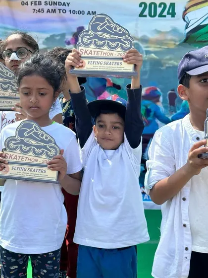 The pure joy of achievement. My skaters proudly showing off their trophies from the Skatethon 2024 event. This is what we work for.