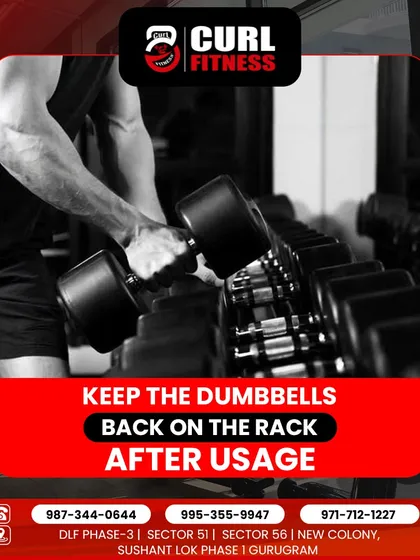 A friendly reminder and a key rule of gym etiquette: always keep the dumbbells back on the rack after usage.