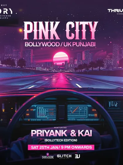 The poster for our 'Pink City' themed night. We mix Bollywood and UK Punjabi music with a unique visual concept, giving you a completely fresh party experience every time.