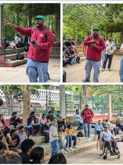 Our founder leading a session at a community gathering in Cubbon Park. We create a space for people to relax, forget their weekday stress, and connect with strangers.