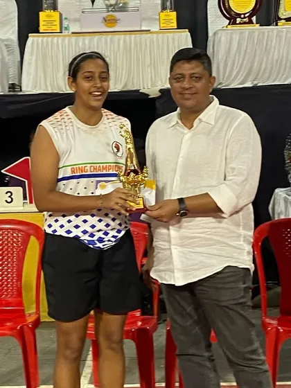 Celebrating individual brilliance. Our player Richa Ravi was awarded the Most Valuable Player (MVP) of the tournament for her outstanding performance.