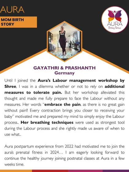 Gayathri from Germany shares how our labor management workshop helped her "embrace the pain" and use breathing techniques as her strongest tool during the labor process.