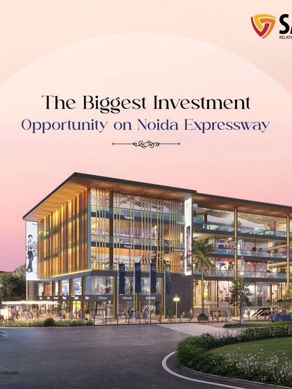 We consider Saya Piazza the biggest investment opportunity on the Noida Expressway. This image presents the project as a landmark development with significant potential for growth and returns.