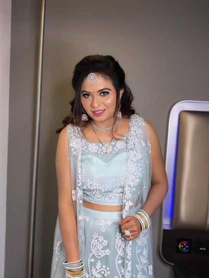 My gorgeous reception bride, posing with me. A happy client makes for a happy artist.