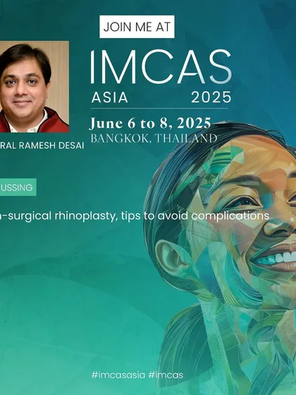 Being invited to speak at global conferences like IMCAS Asia is an honor. Here, I am sharing my expertise on non-surgical rhinoplasty, focusing on advanced techniques to avoid complications and achieve predictable, safe results.