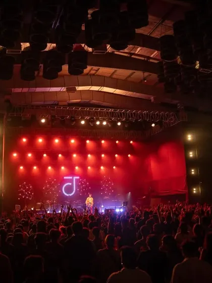 The view from inside a packed stadium for the Jacob Collier 'Djesse' World Tour. This image shows the scale of our productions, bringing global pop and jazz sensations to massive Indian audiences for an unforgettable night of music.