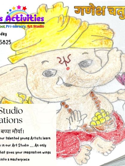 A festive Ganesh Chaturthi drawing from one of our young artists. We celebrate cultural festivals through art, giving children a creative outlet to express their devotion and learn more about important traditions.