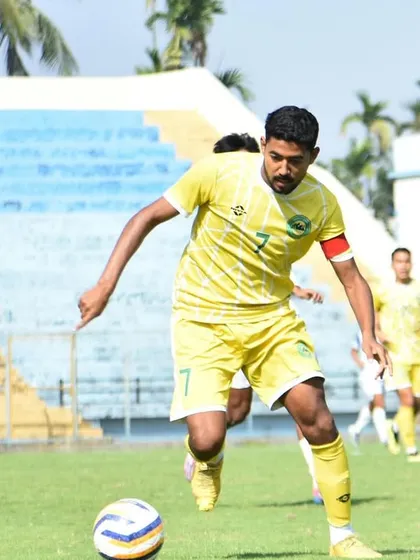Our star player, Piyush Bhandari, in action during a Reliance Foundation Development League match, showcasing the skill and leadership he developed at our club.