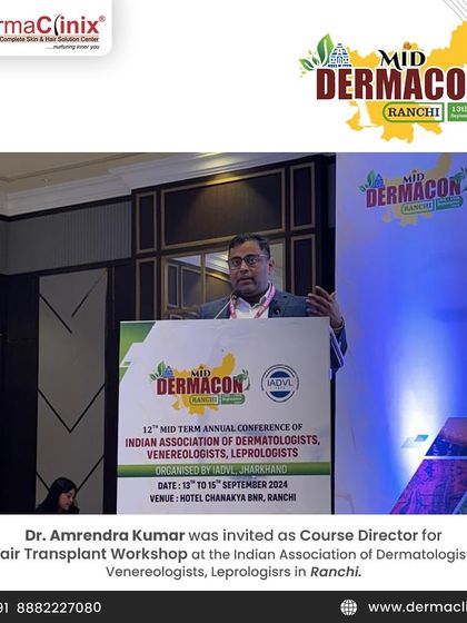Dr. Amrendra Kumar addressing attendees at the MID DERMACON conference in Ranchi. His sessions provide valuable, practical knowledge to other dermatologists.