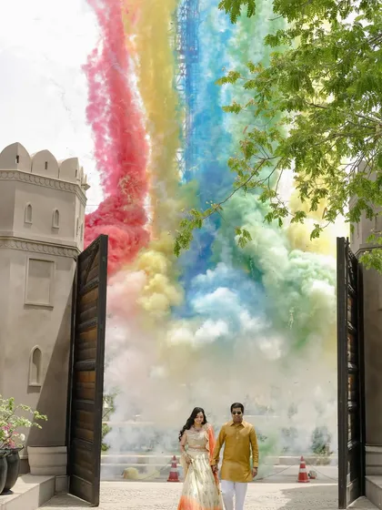 A burst of color for a love that's vibrant and full of life. We use elements like color smoke to add a touch of drama and celebration to your pre-wedding photos, making for an unforgettable experience.