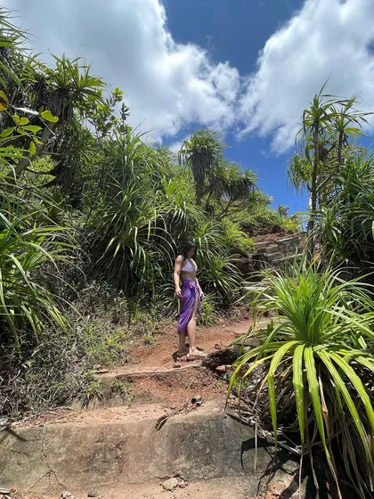 A wider shot of my birthday hike, surrounded by lush greenery. Outdoor activities are a great way to stay active and connect with nature.