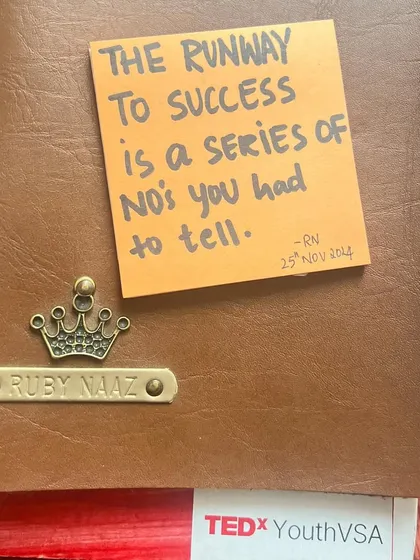 A motivational note from my journal. The runway to success is a series of 'No's you had to tell.