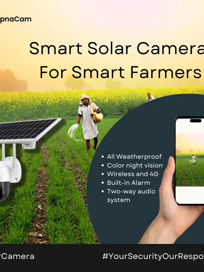 I designed my smart solar cameras specifically for smart farmers. This system is all-weatherproof, offers color night vision, and connects via 4G, so you can monitor your crops and property from your phone, ensuring your hard work is always safe.