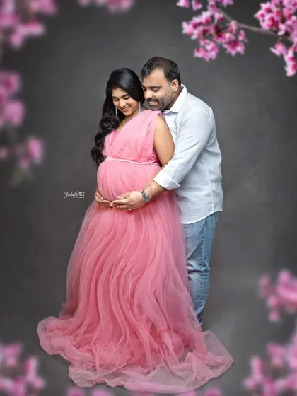 Capturing the quiet, loving moments between a couple before their baby arrives. This pose beautifully showcases the baby bump and the parents' connection.