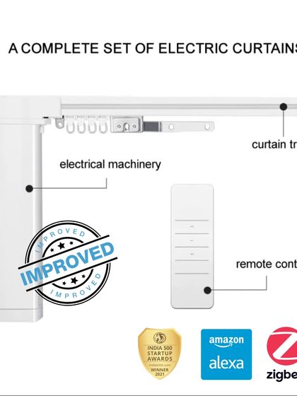 We provide a complete, improved set of electric curtains for a hassle-free installation. The package includes the curtain track, the electrical machinery, and a remote control, all designed to work together flawlessly.