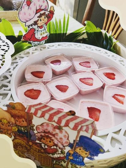 A light and healthy dessert of Strawberry Yogurt, specially prepared for a 'Mom-to-be' hamper, showing our ability to cater to specific dietary needs.