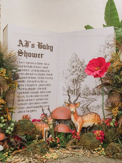 Another angle of the enchanting storybook entrance, framed by vibrant poppies and lush greenery.