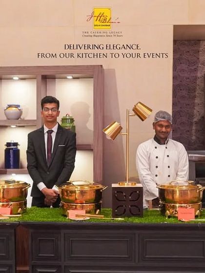 We focus on delivering elegance from our kitchen to your events. Our professional team, including both service managers and chefs, stands ready at a beautifully arranged buffet counter, ensuring seamless and sophisticated service.