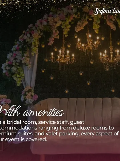 Our amenities include a bridal room, dedicated service staff, guest accommodations, and valet parking to cover every aspect of your event.