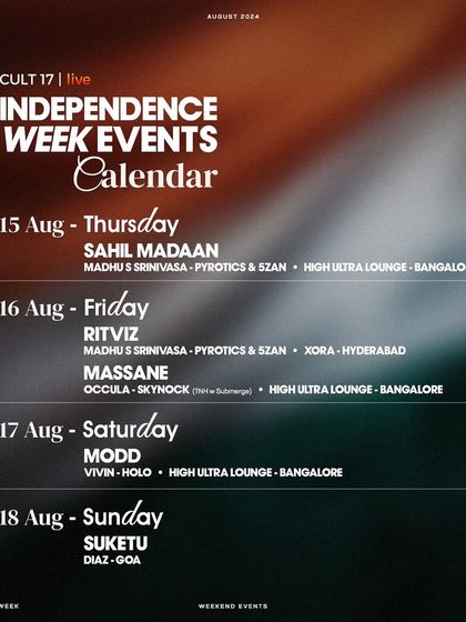 An Independence Week events calendar. I create special event schedules around long weekends and holidays, positioning my brand as the go-to for entertainment.