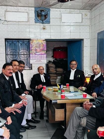 Sharing tea with my father and colleagues in his Meerut chambers. These moments of connection are a reminder of the deep roots and relationships that sustain a legal career.