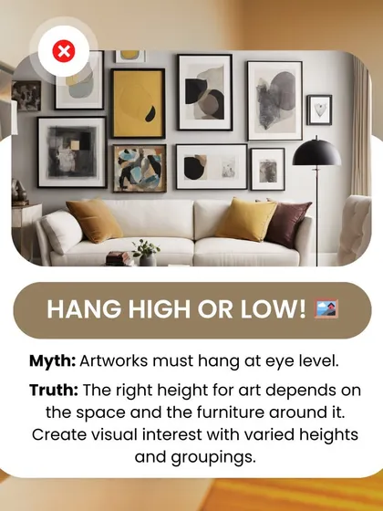 Hang high or low! Create dynamic gallery walls by varying the heights and groupings of your art.