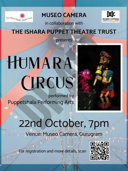 Another version of the poster for 'Humara Circus', highlighting our ongoing mission to promote puppetry and cultural events throughout the community.