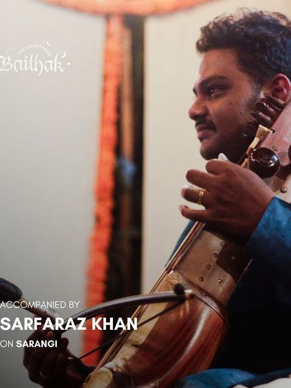 A poster graphic of Sarfaraaz Khan for a classical recital. We always make sure to highlight the talented artists I collaborate with.