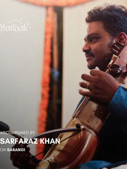 A poster graphic of Sarfaraaz Khan for a classical recital. We always make sure to highlight the talented artists I collaborate with.