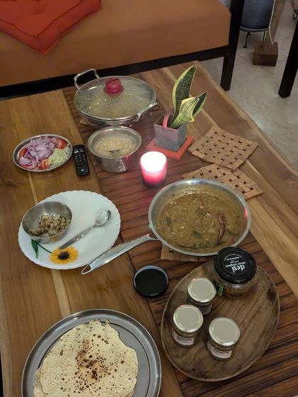 Food for us is a memory we are building as a family. This candlelight dinner setup at home shows how we turn every meal into a celebration of comfort, happiness, and health.