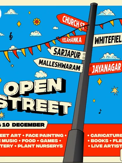 The official poster for the Open Street festival, part of Unboxing BLR Habba. We produced this city-wide event, transforming six major streets across Bangalore into vibrant carnivals with art, music, food, and games for the public.