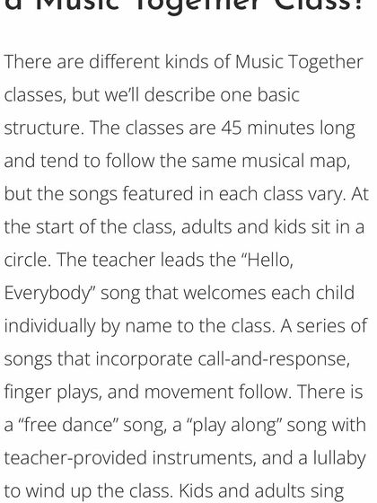 What happens in a Music Together class? This article breaks down the 45-minute structure, from the "Hello Song" to instrument play, free dance, and the final lullaby.