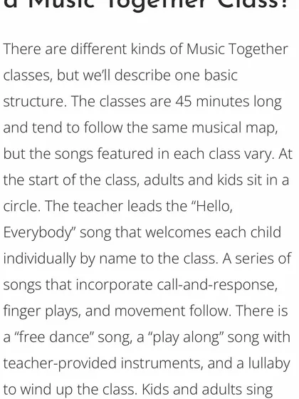 What happens in a Music Together class? This article breaks down the 45-minute structure, from the "Hello Song" to instrument play, free dance, and the final lullaby.