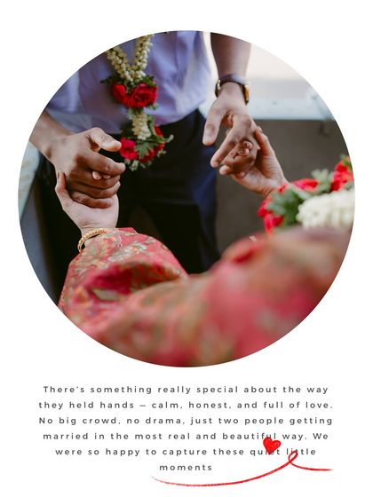 A quiet, intimate moment from a court wedding shoot. The focus on their hands tells a story of gentle, honest love.