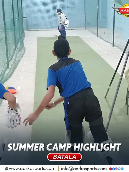 Young players getting ready for a net session at the summer camp. The excitement to play is always high.