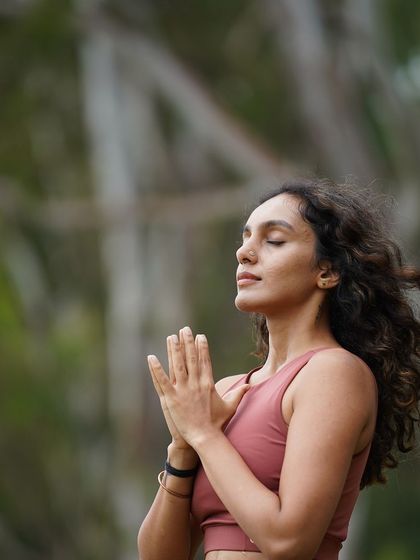 A moment of prayer and gratitude. This image is paired with a powerful Sanskrit mantra, 'Asato Ma Sadgamaya,' which is a prayer to be led from the unreal to the real, from darkness to light.