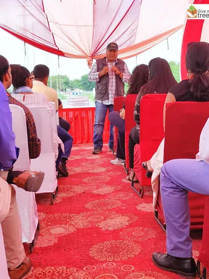 Addressing the EXL team before a plantation drive. I share my passion and philosophy to inspire the volunteers and give them a deeper understanding of the day's purpose.