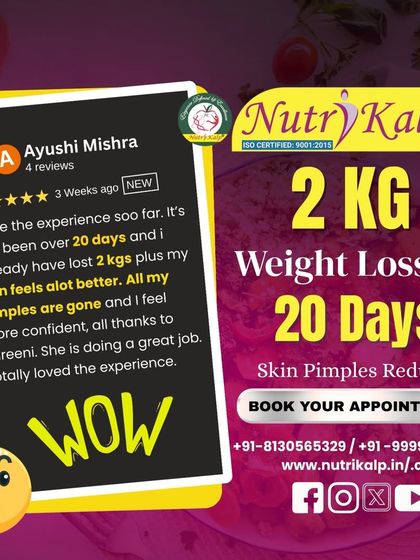 Ayushi Mishra is thrilled with her results after just 20 days: 2 kgs lost, clearer skin, and more confidence. This shows our diets benefit overall wellness, not just weight.