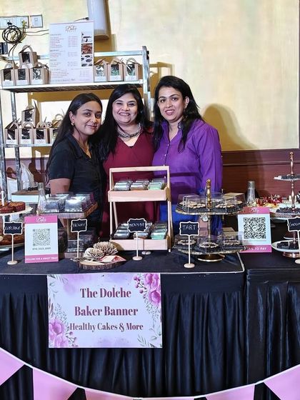 Me with my incredible team at my first pop-up event. We were so happy to see the amazing response and share our healthy desserts with everyone who visited.