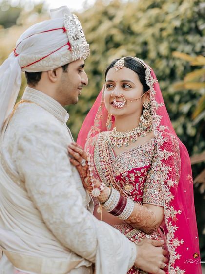 A sweet and classic portrait of the couple, their loving gaze telling the story of their connection.
