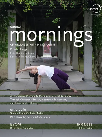 I also bring wellness practices into the city. This was for a special morning session at OMO Cafe, where we explored building a sadhana through conscious breath, movement, and stillness.