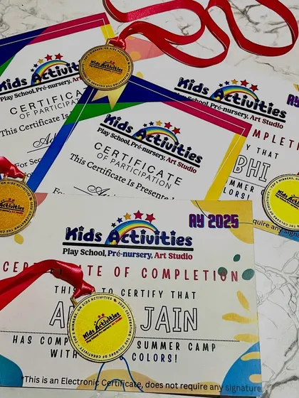 We love celebrating every achievement, big or small. Here are some of the certificates and medals awarded to our wonderful kids for their participation and hard work in our summer camps and contests.