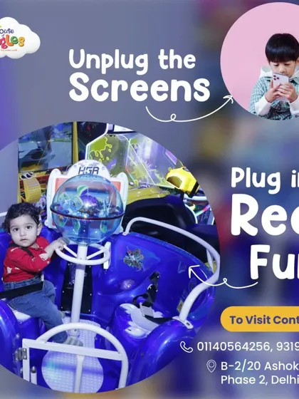 Unplug the screens and plug into real fun! This little one is safely strapped into one of our gentle rides, designed specifically for our youngest visitors to enjoy.