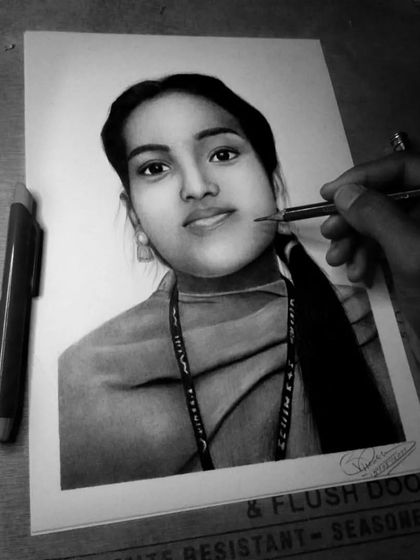 Another finished commission sketch, showing the shading on the face and hair.